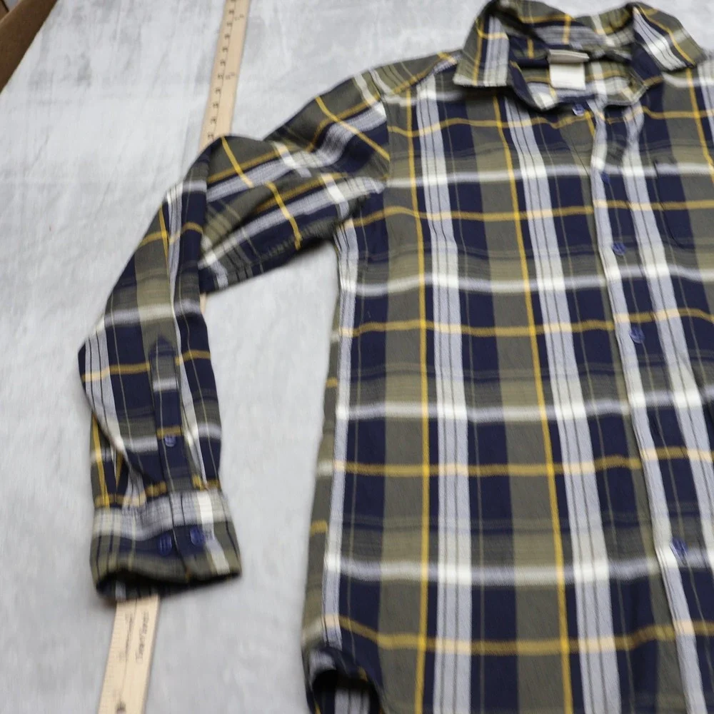 North Face Flannel Shirt Mens Small Black Plaid Button Long Sleeve Hiking Casual